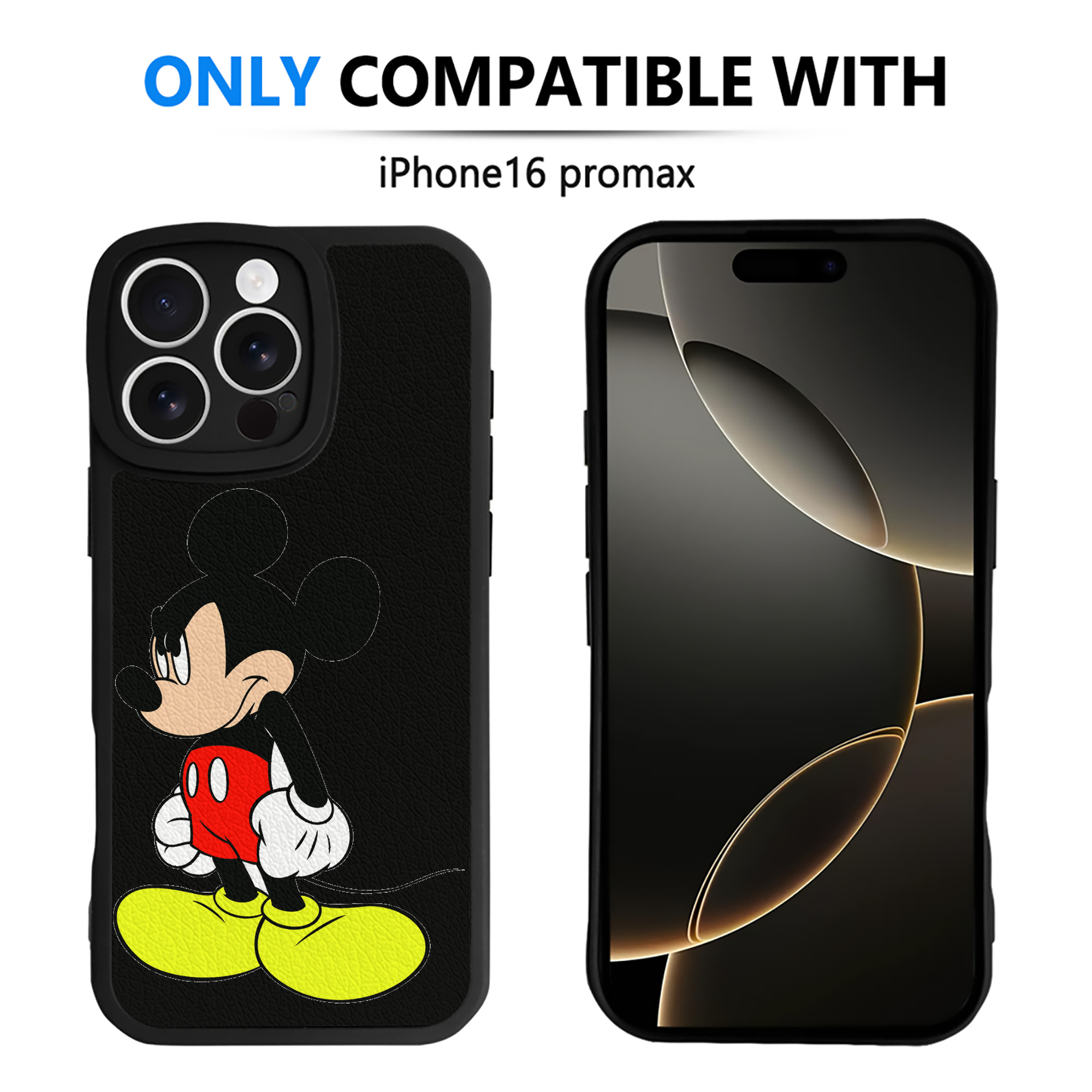 （画像用） ミッキーマウス Mickey Mouse 【iPhone 16シリーズ対応】シリコンスマホケース（レザー調） 材質：シリコン